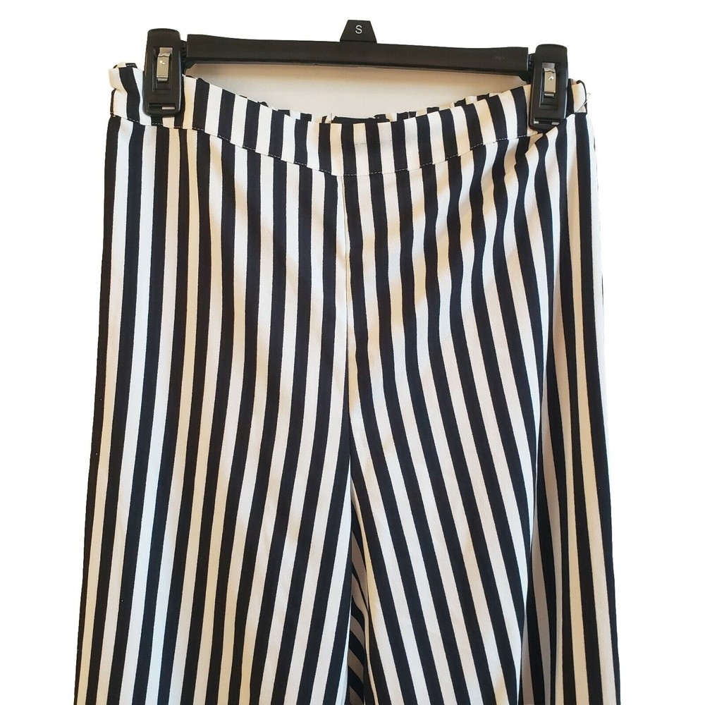 3/$18 Striped Wide leg Beetlejuice pants size Small Elastic Back Costume